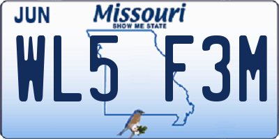 MO license plate WL5F3M