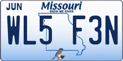 MO license plate WL5F3N