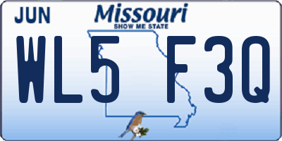 MO license plate WL5F3Q