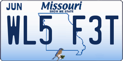 MO license plate WL5F3T