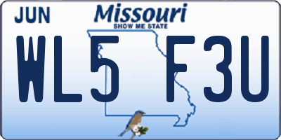 MO license plate WL5F3U