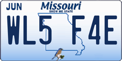 MO license plate WL5F4E