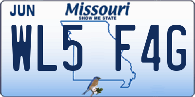 MO license plate WL5F4G