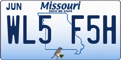 MO license plate WL5F5H