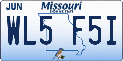 MO license plate WL5F5I