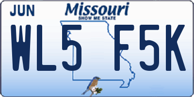MO license plate WL5F5K