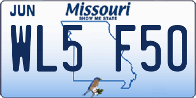 MO license plate WL5F5O