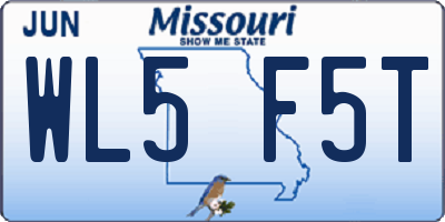 MO license plate WL5F5T