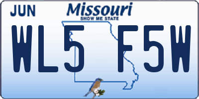 MO license plate WL5F5W