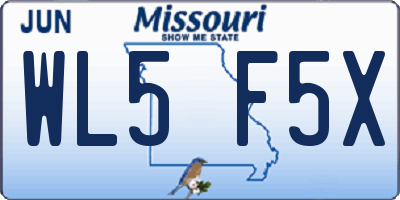 MO license plate WL5F5X