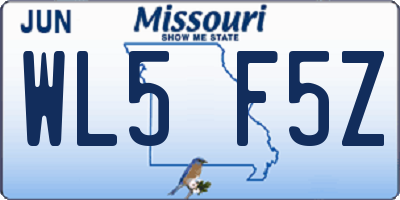 MO license plate WL5F5Z