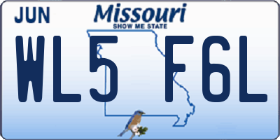 MO license plate WL5F6L