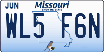 MO license plate WL5F6N