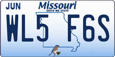 MO license plate WL5F6S