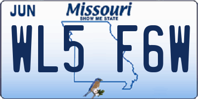 MO license plate WL5F6W
