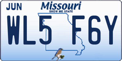 MO license plate WL5F6Y