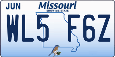 MO license plate WL5F6Z
