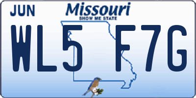 MO license plate WL5F7G