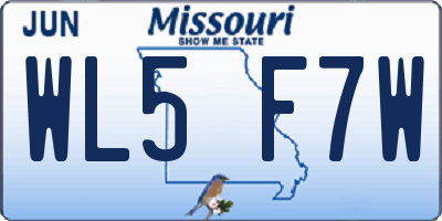 MO license plate WL5F7W