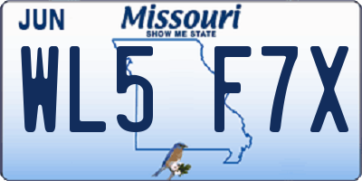 MO license plate WL5F7X