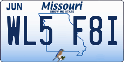 MO license plate WL5F8I