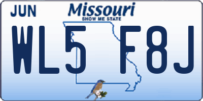 MO license plate WL5F8J