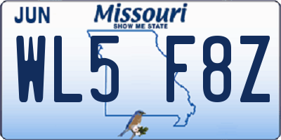 MO license plate WL5F8Z