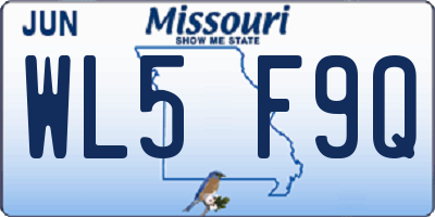 MO license plate WL5F9Q