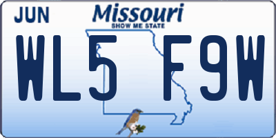 MO license plate WL5F9W
