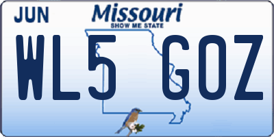 MO license plate WL5G0Z