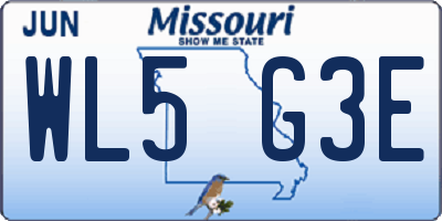 MO license plate WL5G3E