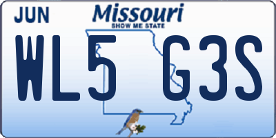 MO license plate WL5G3S