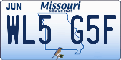 MO license plate WL5G5F