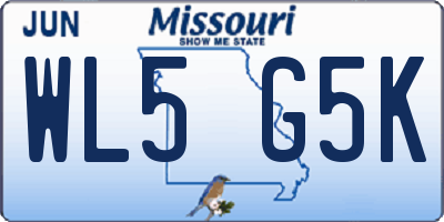 MO license plate WL5G5K