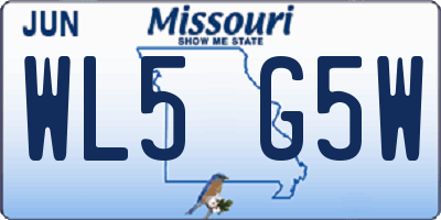 MO license plate WL5G5W