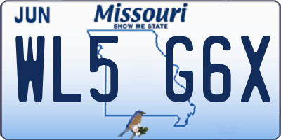 MO license plate WL5G6X