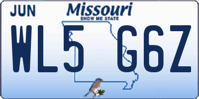 MO license plate WL5G6Z