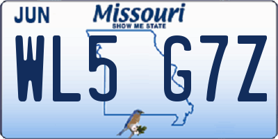MO license plate WL5G7Z