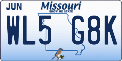 MO license plate WL5G8K