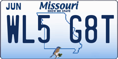MO license plate WL5G8T