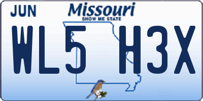 MO license plate WL5H3X