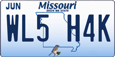 MO license plate WL5H4K