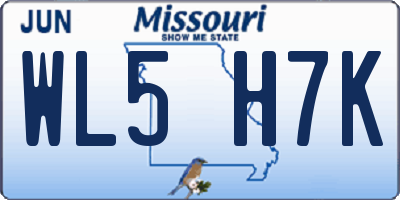 MO license plate WL5H7K