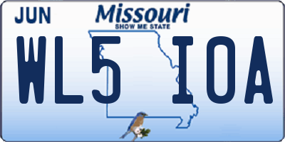 MO license plate WL5I0A