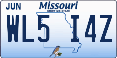 MO license plate WL5I4Z