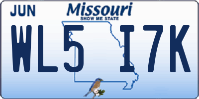 MO license plate WL5I7K