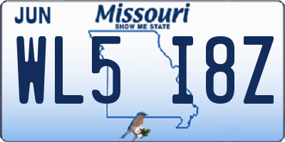 MO license plate WL5I8Z