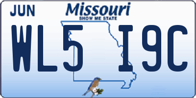 MO license plate WL5I9C