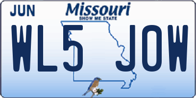 MO license plate WL5J0W