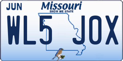 MO license plate WL5J0X